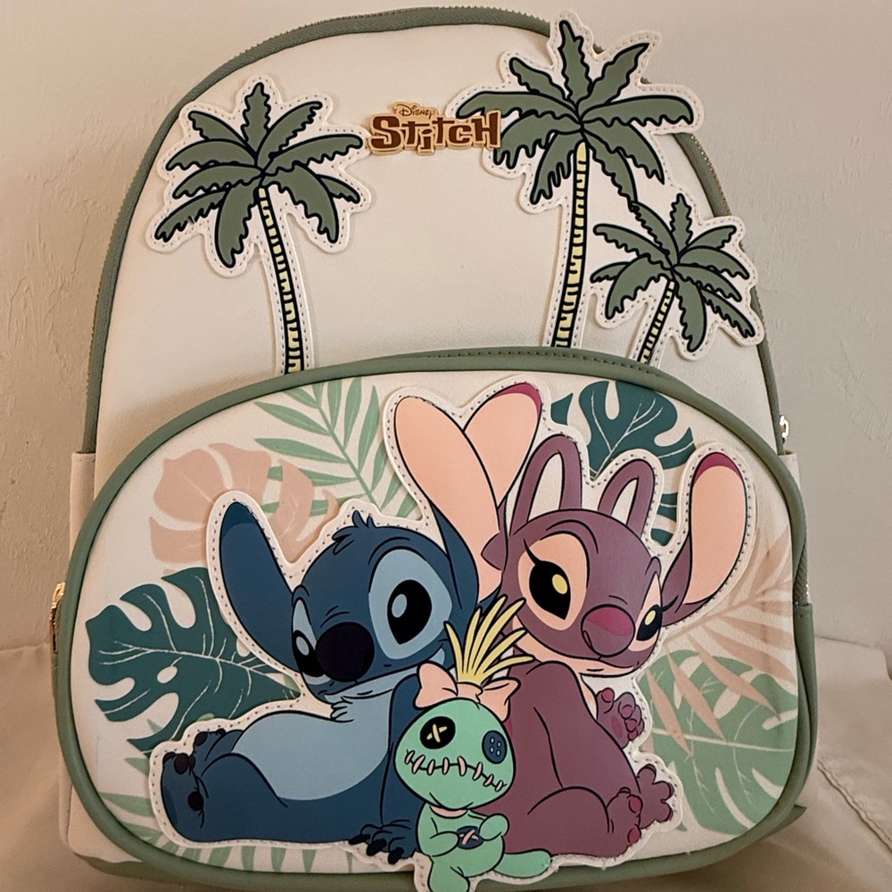 NEW Disney Stitch And Angel Mint Green Large Backpack